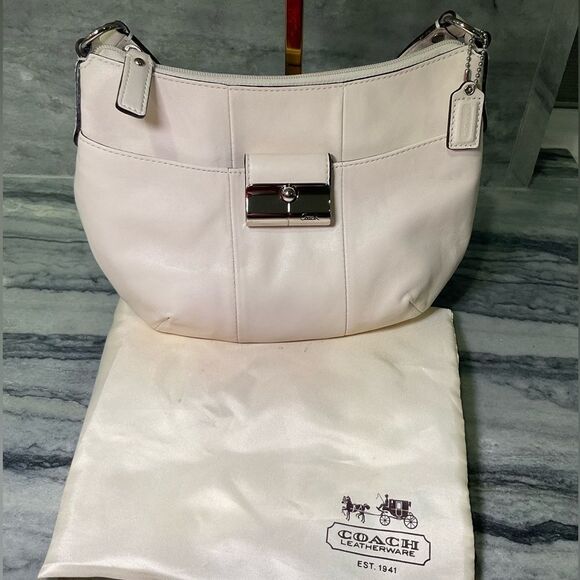 Coach White Leather Kristen Small Shoulder Bag - Picture 1 of 15